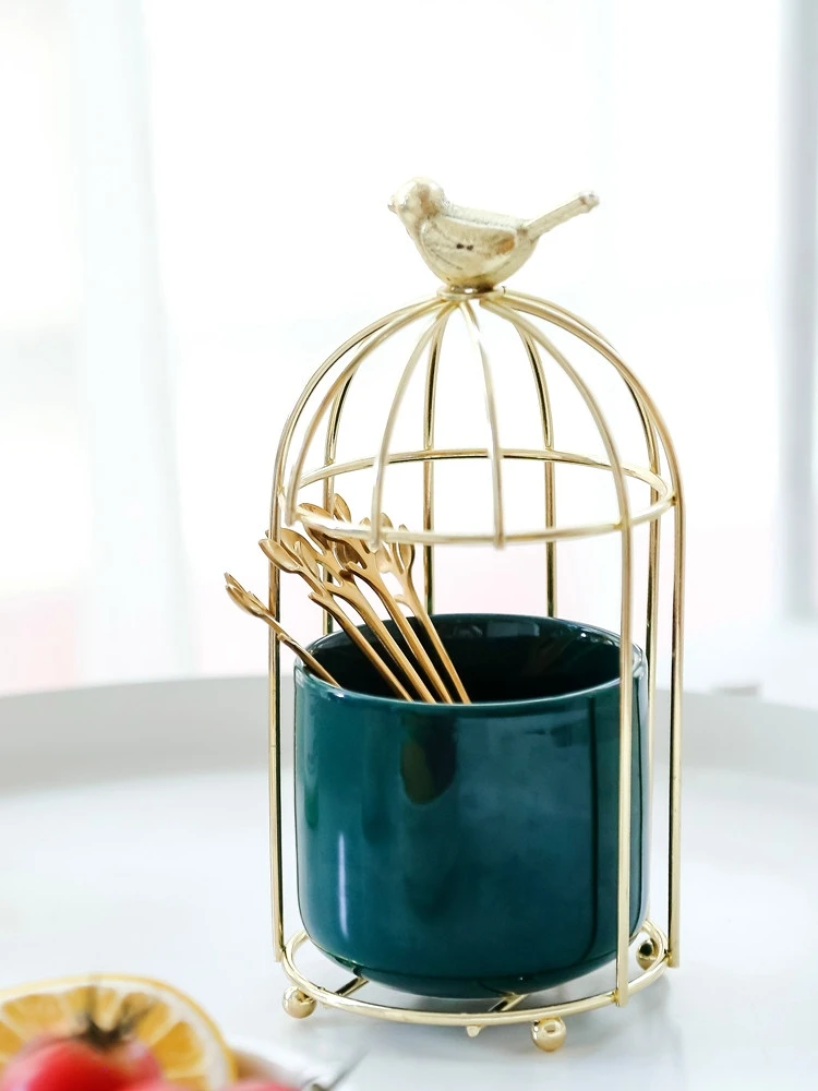 Роскошная клетка для хранения фруктов и чая в скандинавском светильник Золотая