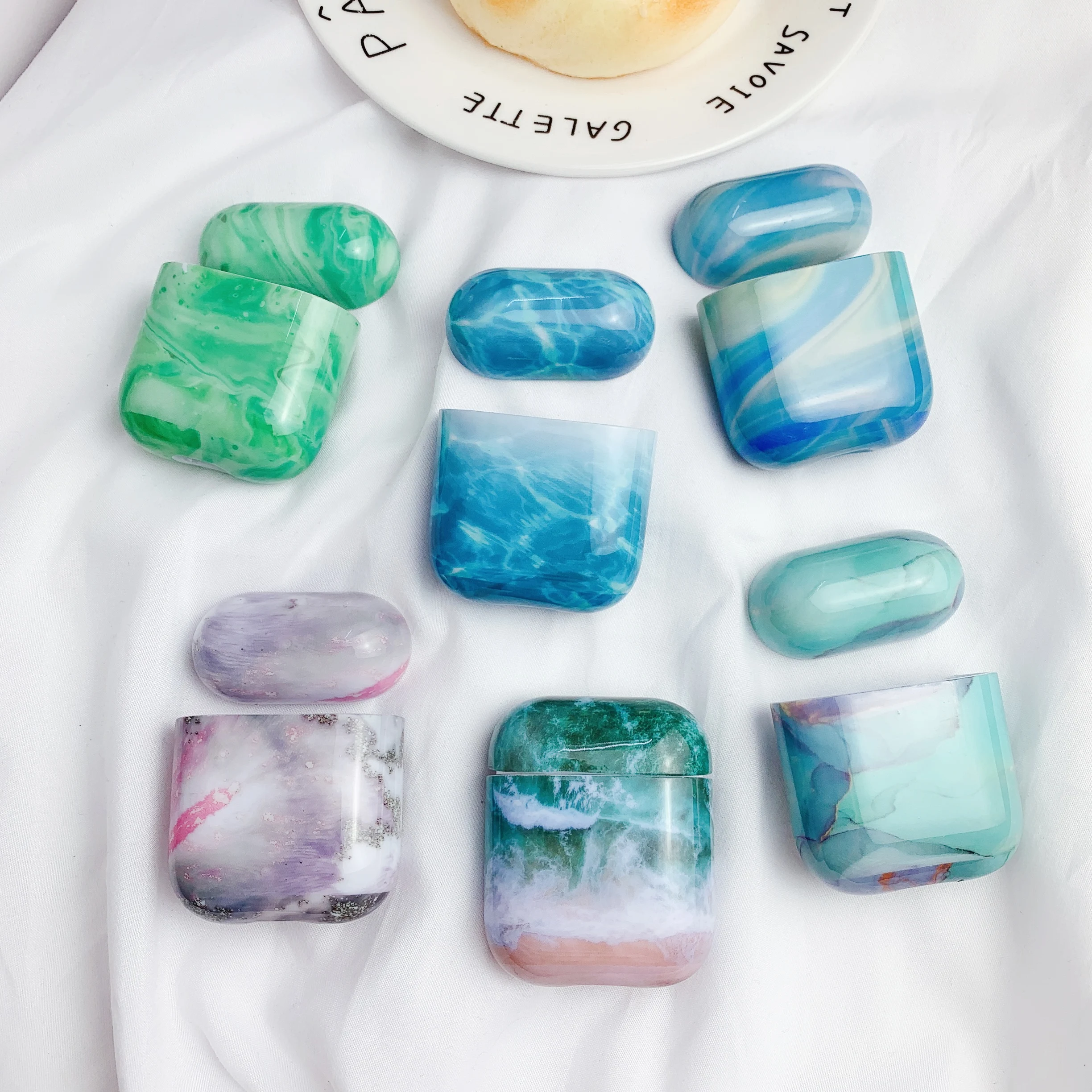 Новая роскошная мраморная твердая ПК Беспроводная сумка для зарядки наушников