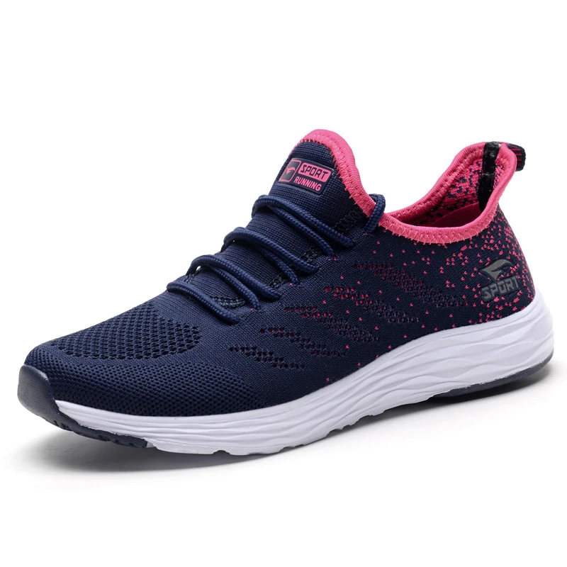 Новинка года; мужские и женские кроссовки; zapatillas mujer Deportiva; дышащие кроссовки со шнуровкой для девочек; мягкие спортивные кроссовки на плоской подошве - Цвет: blue woman sneakers