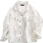 Женская джинсовая куртка, однотонная хлопковая куртка с отложным воротником, верхняя одежда, весна 2021