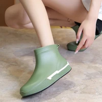 ankle rain shoes women waterproof water shoes ankle pvc rainboots new female fashion solid fishing boots slip on winter galoshes