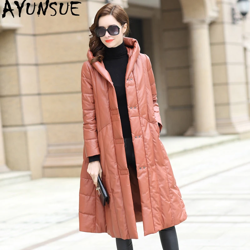 AYUNSUE Genuine Leather Jacket Winter Women Real Sheepskin Coat Female Korean Long Down Jackets Chaqueta Mujer MY4007 | Женская одежда
