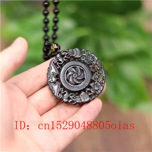 Ожерелье с бусинами из натурального черного и зеленого нефрита очаровательные