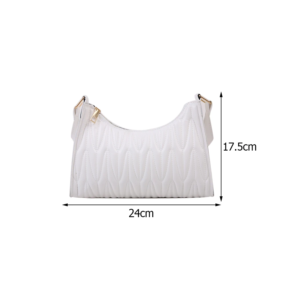 

Fashion Women Pleated Lattice Pattern Shoulder Bag Casual PU Leather Underarm Bags Ladies Solid Color Small Hobos Handbags Purse
