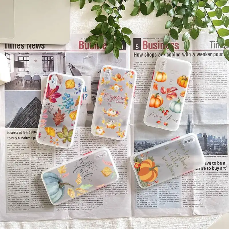 

Pumpkin happy autumn fall leaves Phone Case matte transparent For iphone 7 8 11 12 plus mini x xs xr pro max cover