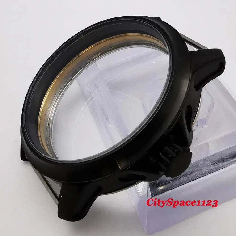 

Чехол для часов из нержавеющей стали, 45 мм, черный, PVD, подходит для ETA 6497,6498 ST36