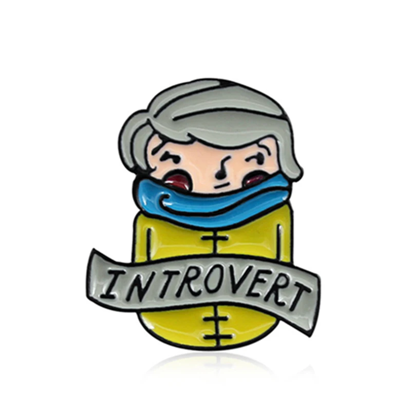Introvert девушка эмаль значок мультфильм показать свою уникальность застенчивый
