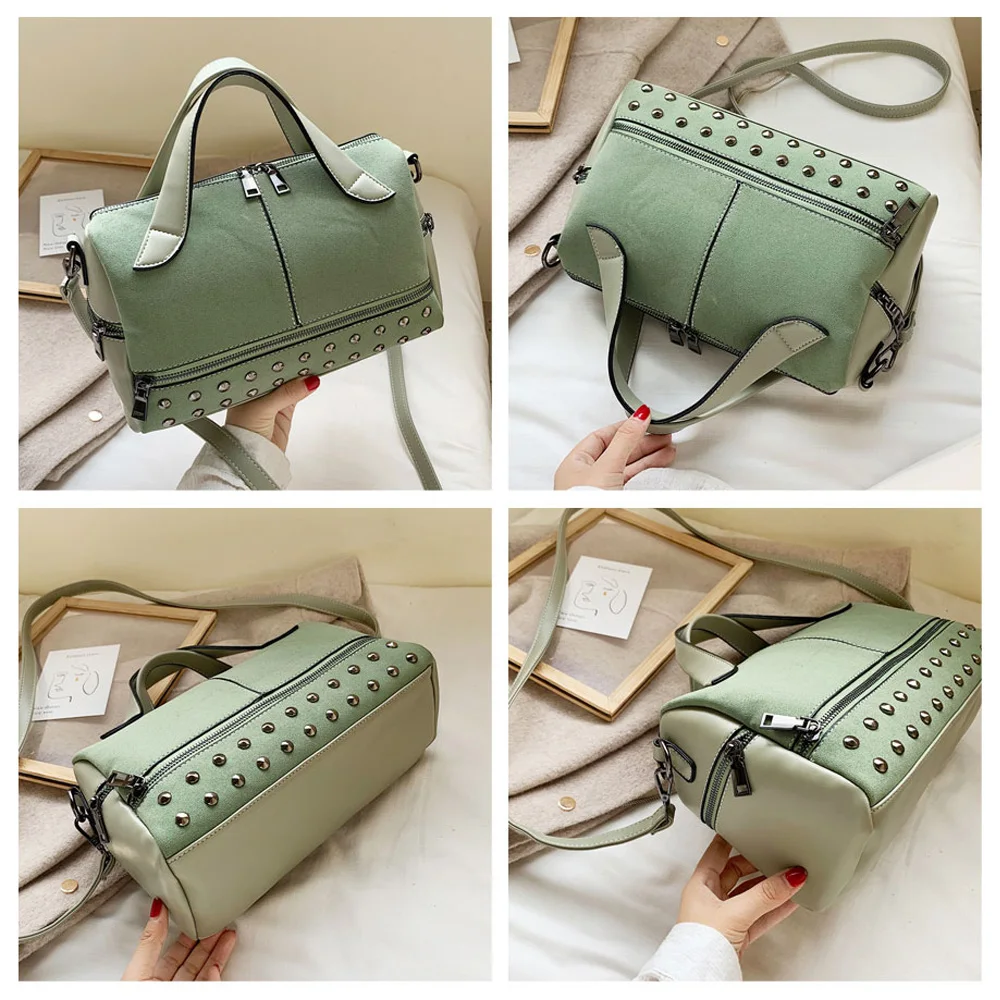 

Luxury Women Shoulder Bags For Women 2021 Women Handbags Big Scrub Pu Leather Rivet Messenger Bag Ladies Designer Crossbody