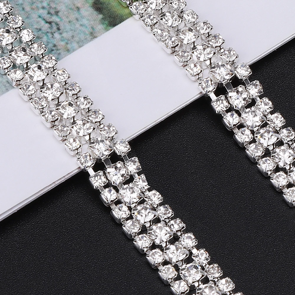 1 ярд DIY Швейные отделка орнамент из кристаллов Стразы горячей фиксации стразы