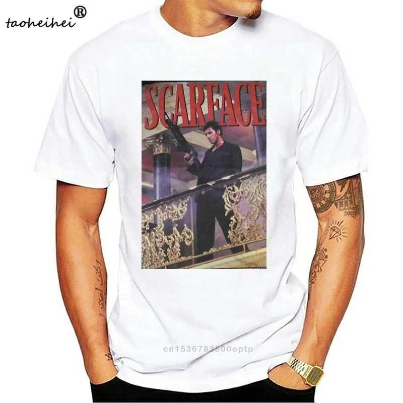 SCARFACE перила выстрел официальный установлены Джерси футболка для мужчин