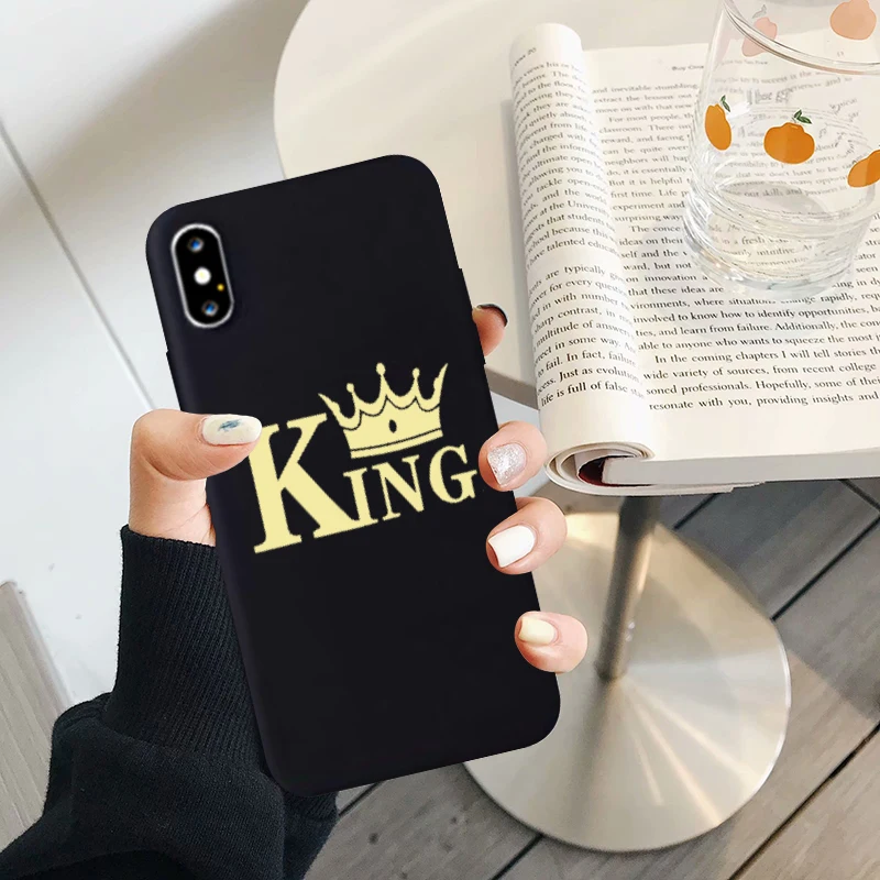 GYKZ мультяшная корона король королева пара чехол для iPhone XS MAX X XR 7 8 6 6s Plus буква