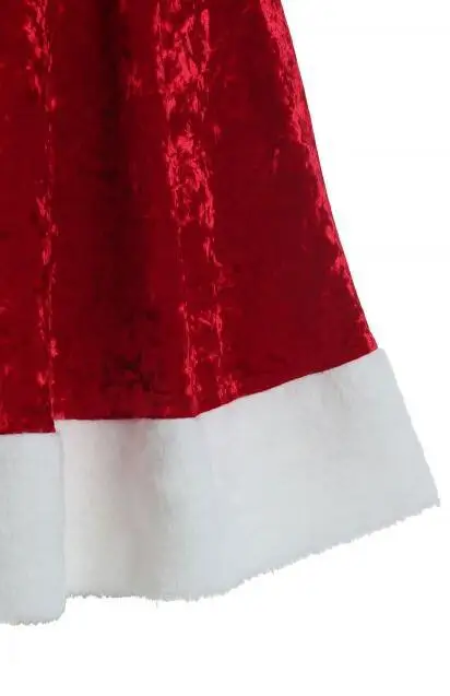 

New design Autumn/winter stitching contrast color waist velvet dress Christmas dress women long sleeve big swing festival dress