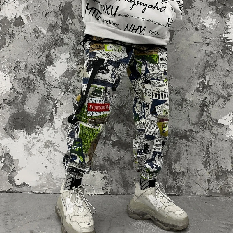Размер США 2019 уличная одежда для бега Мужские штаны шаровары в стиле хип хоп с