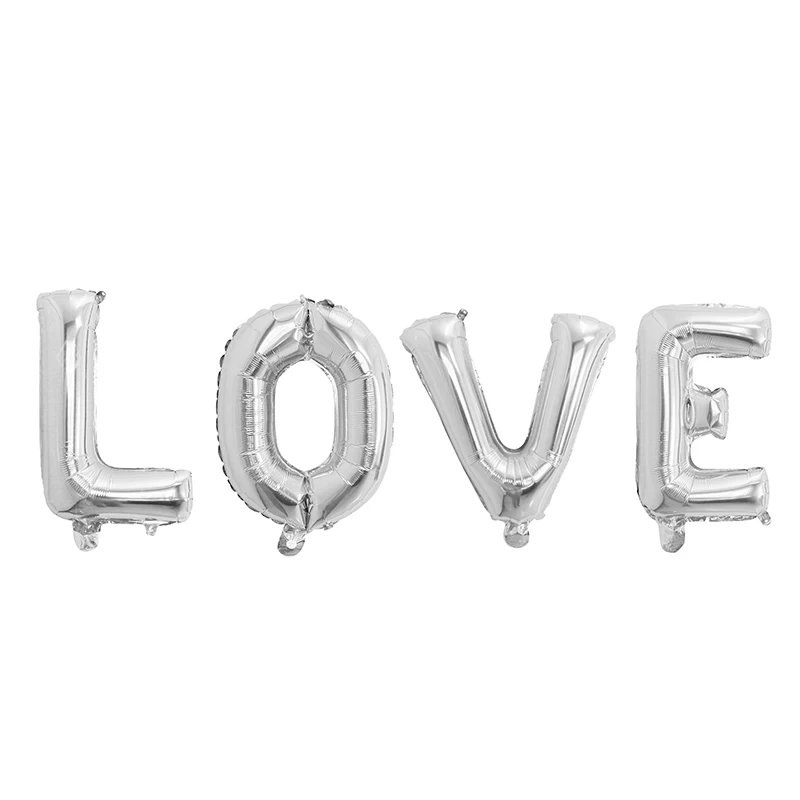 Серебристый 4 шт. 16/32 дюйма из розового золота с надписью «LOVE», Фольга шарики свадебные украшения воздушный шар с гелием Юбилей PartyValentine День Святого Валентина расходные материалы - Цвет: Серебристый
