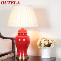 outela ceramic table light brass red contemporary luxury desk lamp led for home bedside bedroom