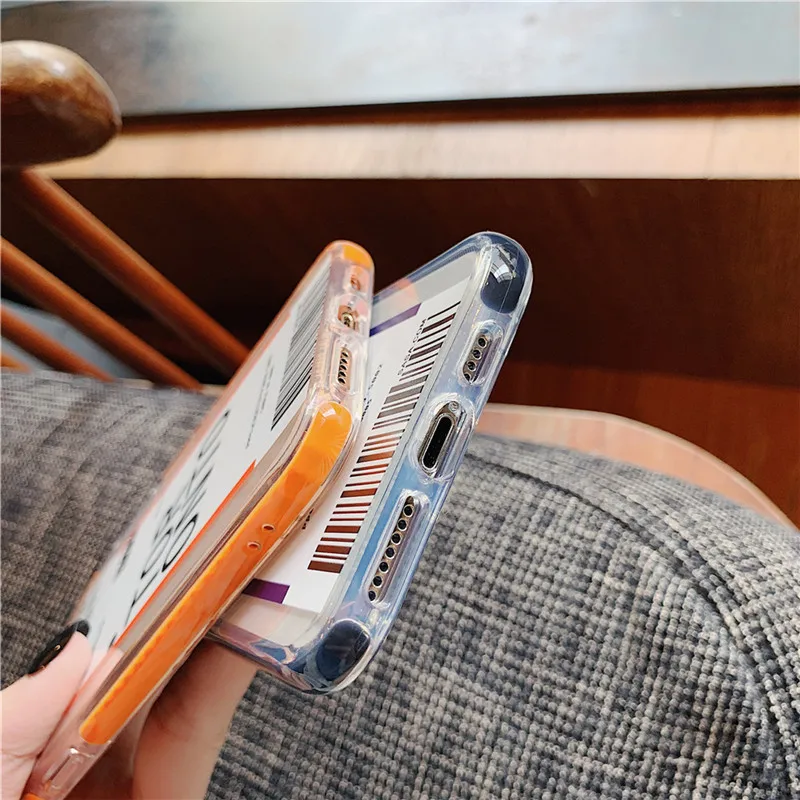 Чехол для телефона KJOEW INS с штрих-кодом и буквами прозрачный Ударопрочный Мягкий