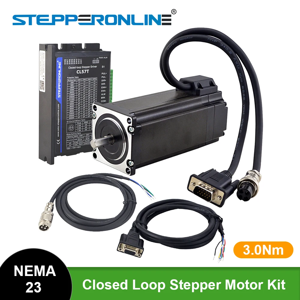 Stepperonline Nema 23 Motor Deslizante Fechado 3nm do Laço com Motorista Cl57t Kit Nema23 Servo Motor Deslizante com Codificador Motor de passo