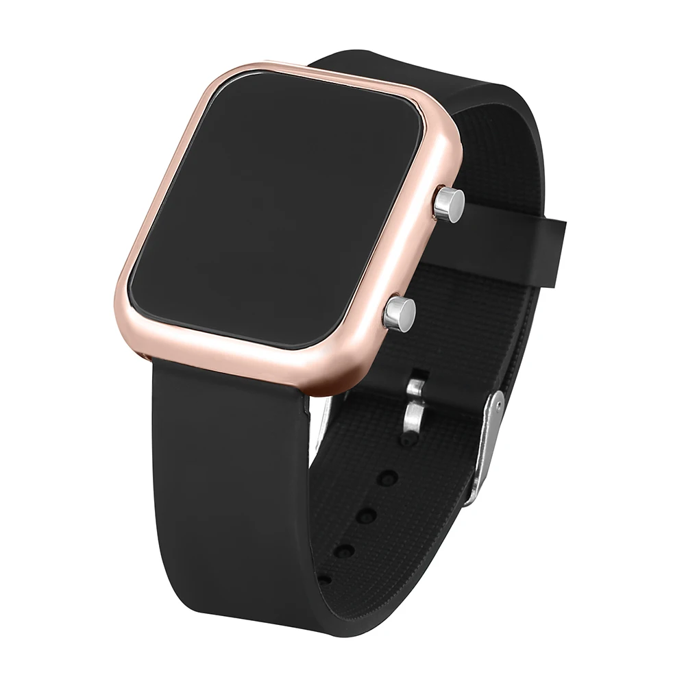 Rose gold Светодиодный часы, модные женские часы, цифровые часы, силиконовые наручные часы, мужские электронные наручные часы, женские часы, Relogio Masculino - Цвет: Rose gold