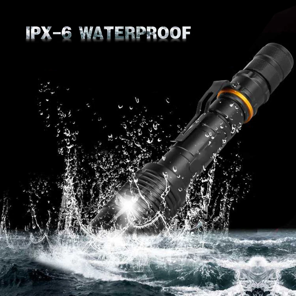 Супер яркий светодиодный фонарь T6/L2 водонепроницаемый масштабируемый для 2