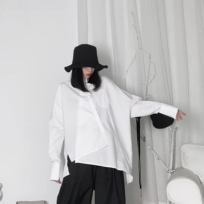 Женская Асимметричная рубашка с длинным рукавом свободного покроя | одежда