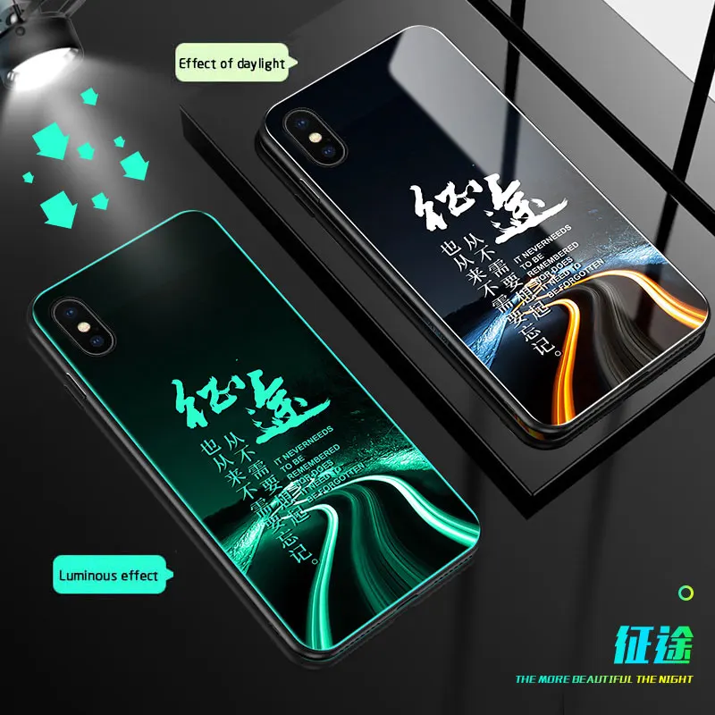 Бабочка оборотень чехол в виде светящегося стекла для iphone 11 Pro 6 7 8 Plus Роскошная стеклянная задняя крышка для iphone X XS MAX XR чехол для телефона s - Цвет: 011