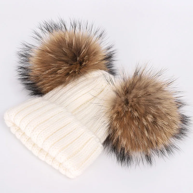 Детская шапка с помпоном из натурального меха на возраст 1 11 лет|Шапки для