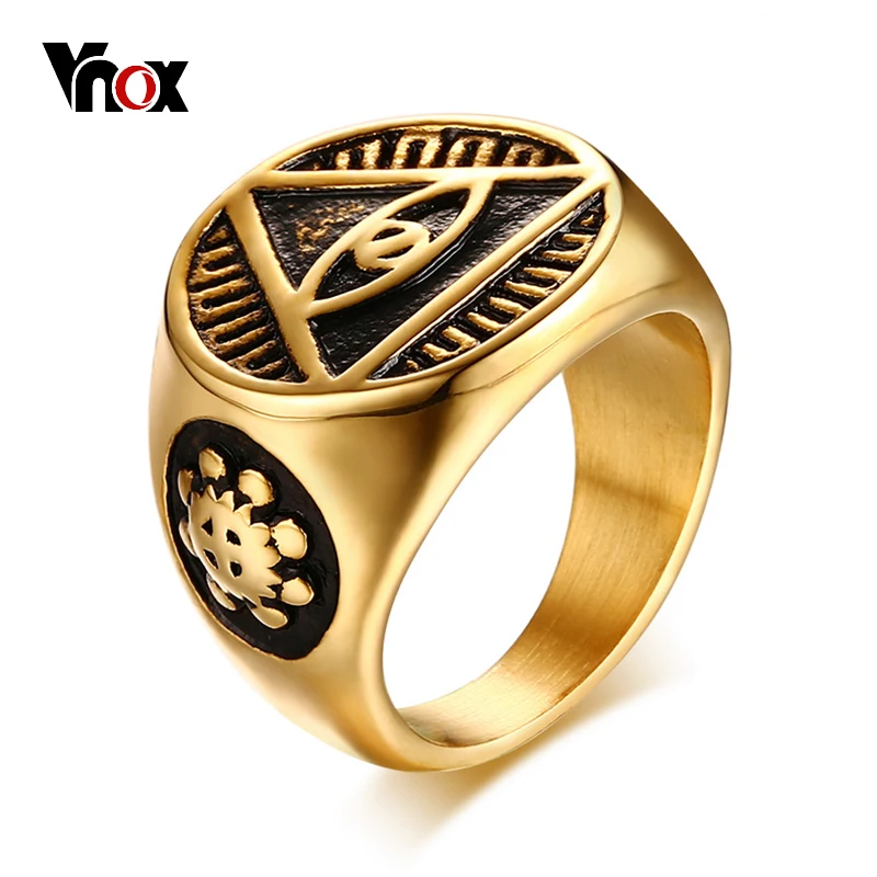 Vnox под старину Для мужчин кольцо Треугольники Всевидящее Око Иллюминаты