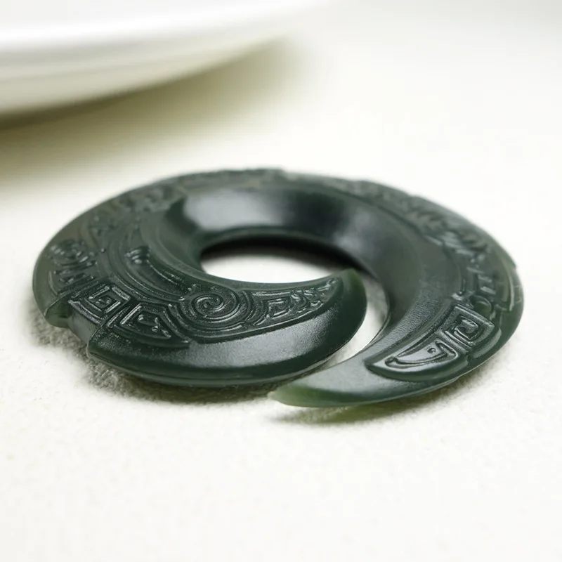 Натуральный темно зеленый нефритовый кулон с драконом Богатство Бог мужские и