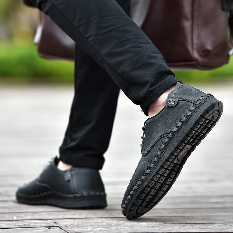 

Men Shoes High Quality Men Leather Walking Boat Shoe Loafers Sneakers Design Solid Tenacity Comfortable Flats Casual Shoes