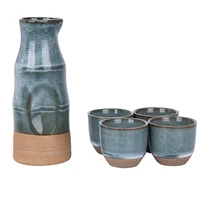 5pcs japanese sake set glazed naive sake wine pot ceramics pottery porcelain sake cups handmade sake set