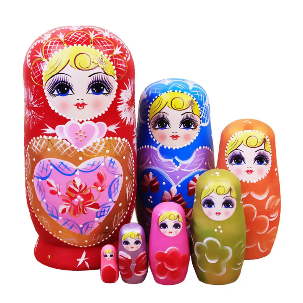 7 Pieces Girl Style Wooden Russian Nesting Dolls Kit Collectible Kids Matryoshka Toy | Игрушки и хобби