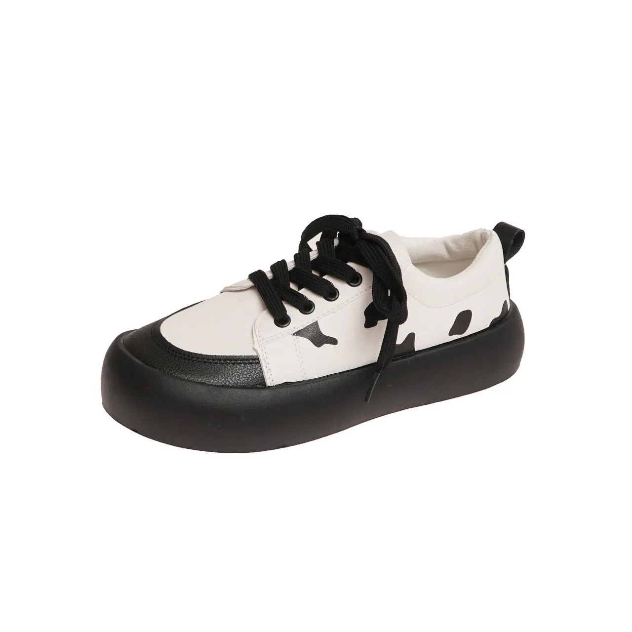 

Women's Casual Flat Shoes, White Cow Color PU Panel Shoes, Women's Outing Soft-soled Fashion Sports Shoes Shoes Women