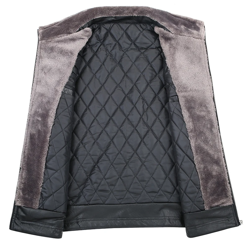 Большой плюс размер 8xl 7xl мужская куртка из овечьей кожи флисовая мотоциклетная куртка-бомбер черные кожаные пальто Мужская Верхняя одежда зимняя куртка сохраняющая тепло