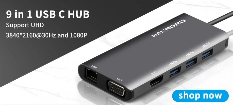 Хаб HANNORD type-C USB-C адаптер 7 портов type C концентратор с HDMI PD зарядка USB 3,0 порт SD/Micro кард-ридер для MacBook