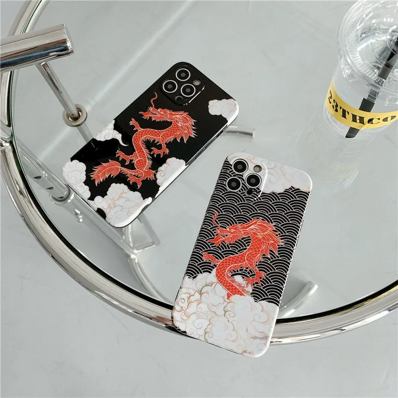 

Dragon Phone cases For iPhone 12 11 Pro Max X XS XR 7 8 Plus SE 2020 12 Mini Animal Pattern Soft Back Cover Shell Capa Fundas