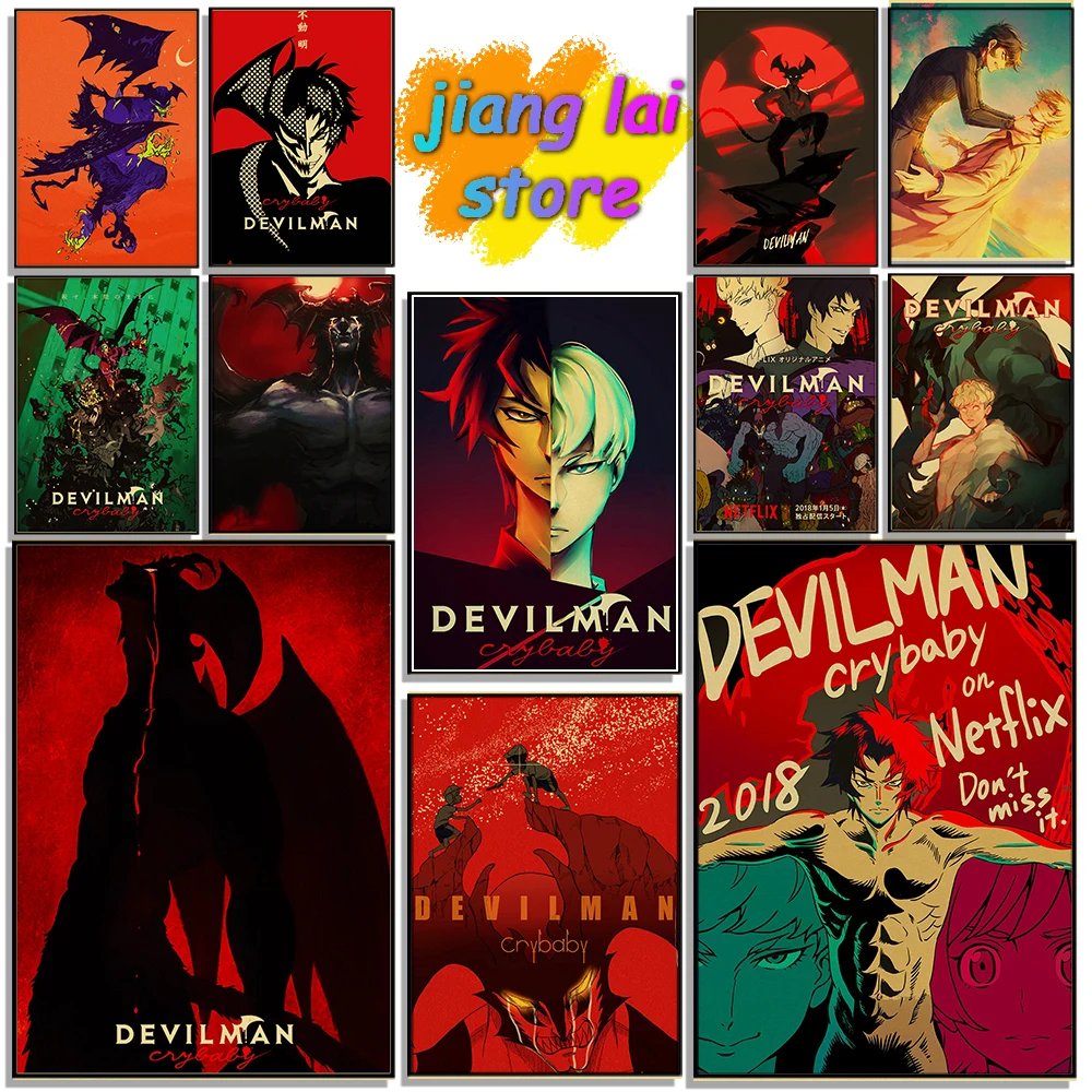 

Japan Anime Movie Devilman Crybaby Gift Canvas Painting Pictures On The Wall Vintage Poster Decorative Home living room posters