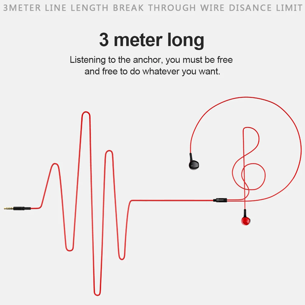 3 метровый кабель разъем 5 мм проводные наушники с басами прямые для мониторинга