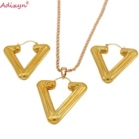 adixyn triangle earringspendantnecklace rose gold color jewelry set for women gifts n031912