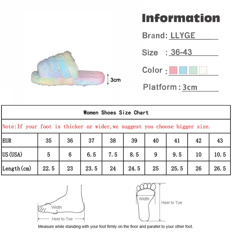 

Women Winter Slippers Furry Crystal Faux Fur Ladies Warm Slipper Soft Comfort Plush Flat Shoes Woman Female New Shoe 2020