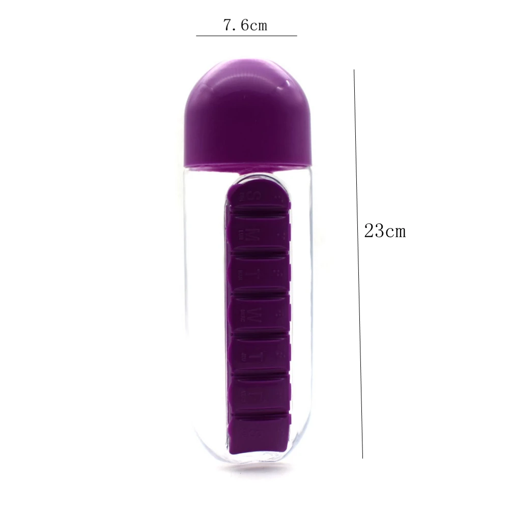 Sweettreats 600ML Water Bottle Sports Combine Daily Pill Box Organizer Drinking Bottles For Plastic Leak-Proof Tumbler | Дом и сад