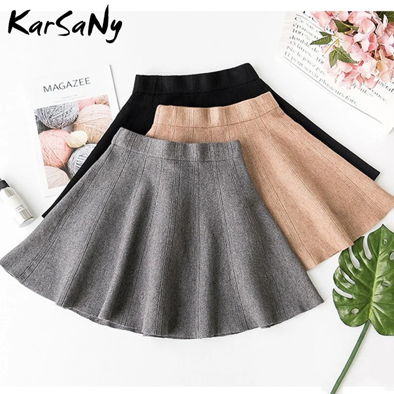 Юбка KarSaNy женская короткая трикотажная с завышенной талией школьная однотонная