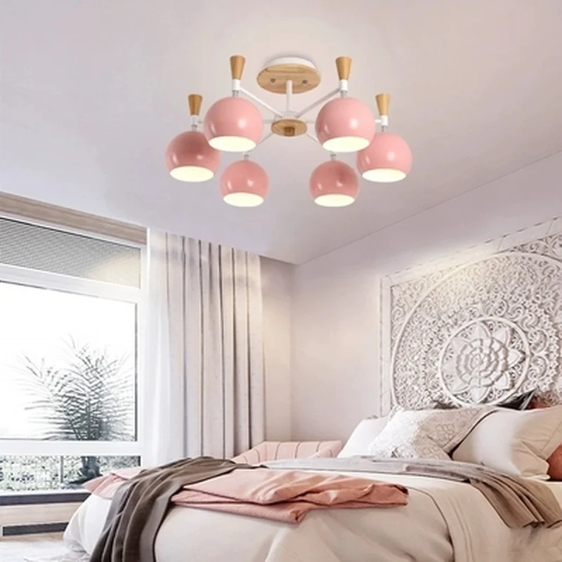 Светодиодный деревянный люстра для гостиной с железными лампами E27 люстры в