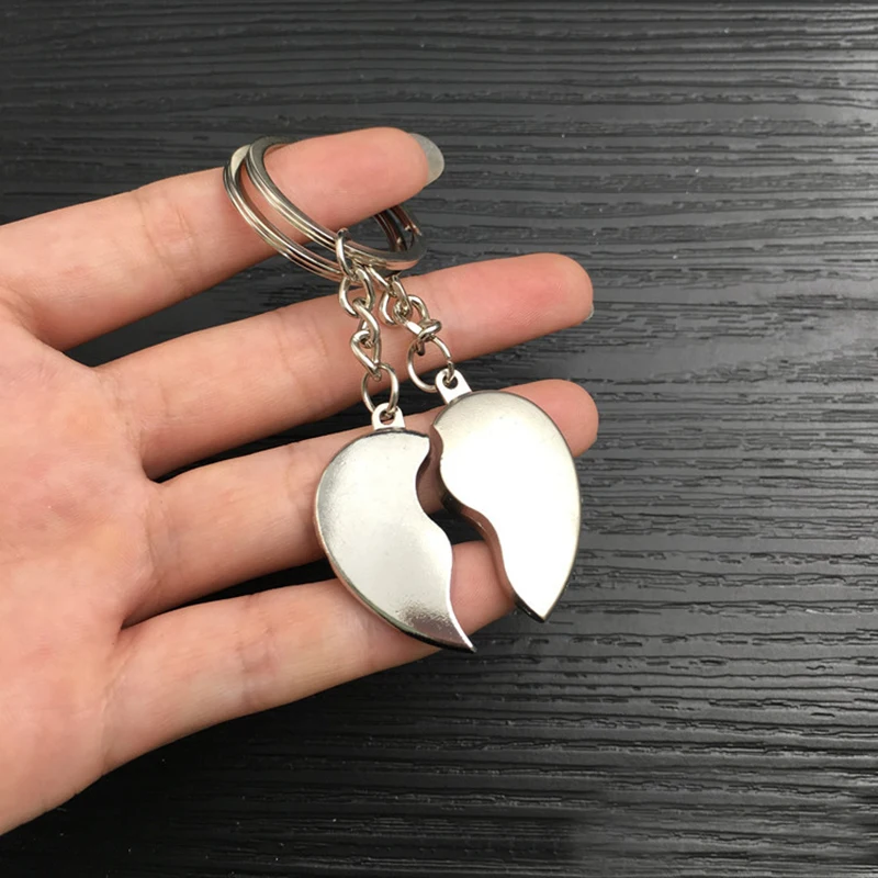 

1Pair Couple Keychain Key Silver Color Korea Romantic Lover Love Key Heart Shape Magnet Keychain Souvenirs Valentine's Day gift