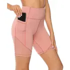 Женские байкерские шорты с высокой талией и карманом для йоги, сетчатые леггинсы с регулировкой живота