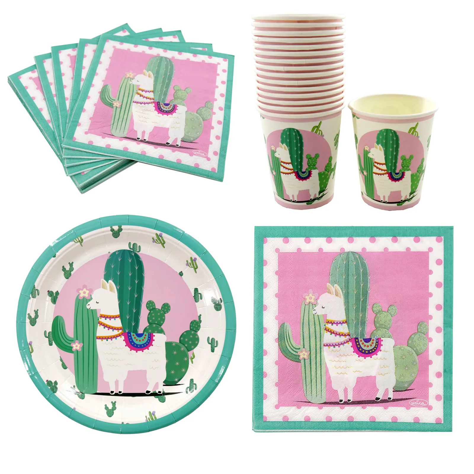 Llama вечерние украшения кактус альпака торты бумажные салфетки детские на день