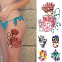 waterproof temporary tattoo sticker old school crown butterfly flash tattoos lion body art arm fake tatoo women men