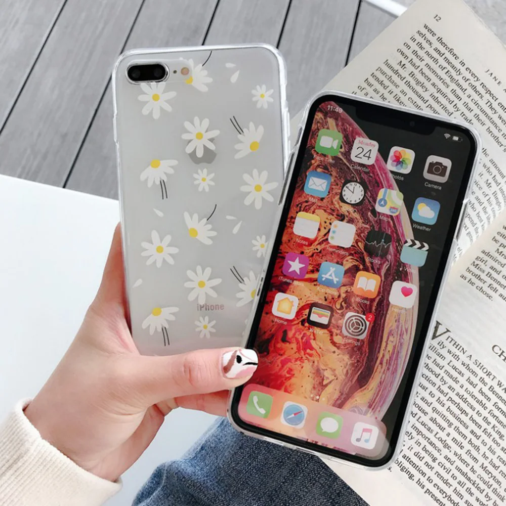 Floral Chrysanthemum Clear Phone Case For Iphone 11 Pro Max X Xr Xs 6 6S 7 8 Plus Transparent Flower Daisy Cellphone Shell | Мобильные