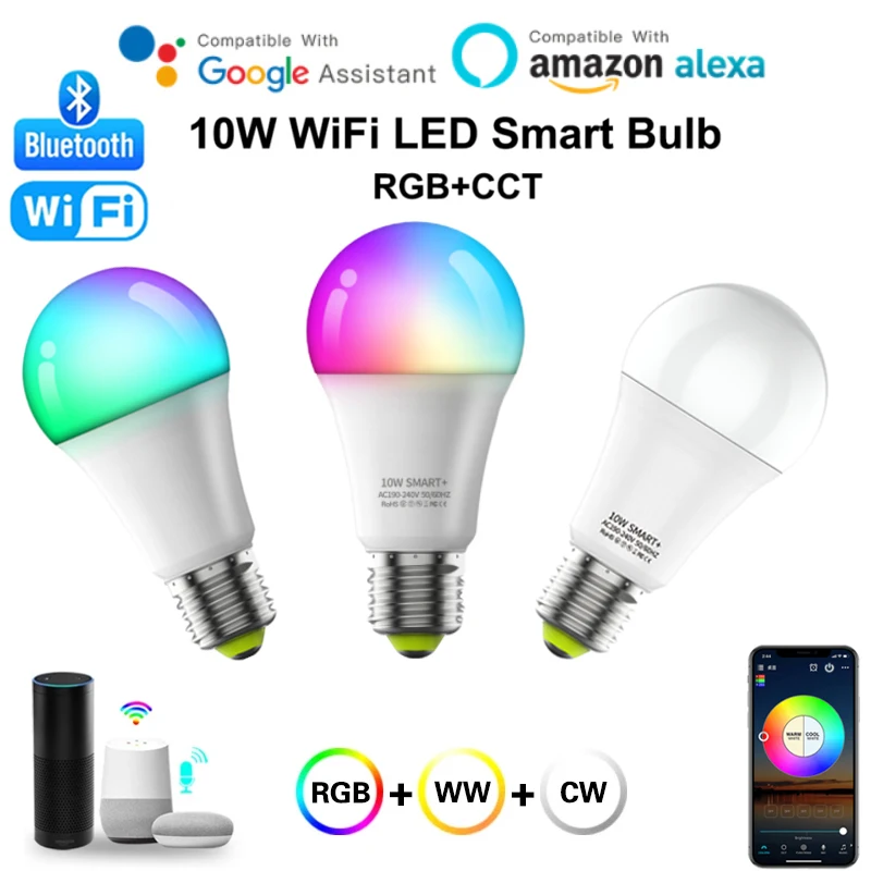 

Умсветильник Светодиодная лампа E27/E26 с Wi-Fi, 10 Вт