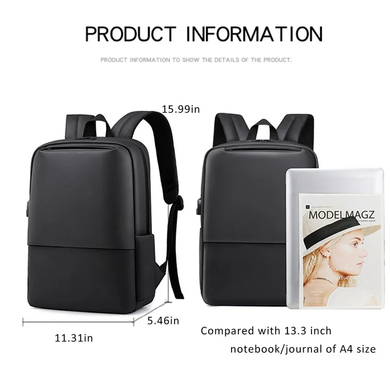 Расширяемый дорожный рюкзак для мужчин водоотталкивающий ранец ноутбука и