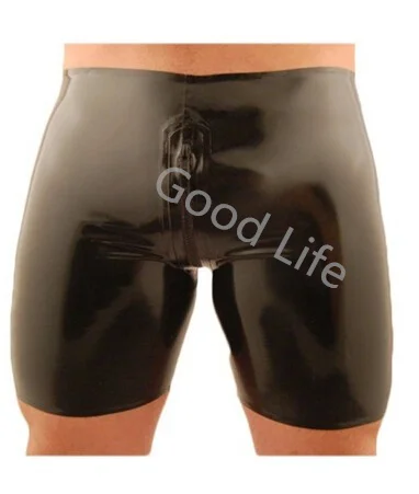 

Sexy Mens Latex Trunks Boyshorts with Crotch Zipper Handmade Latex underwear